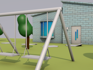 low poly house street 3D Модель