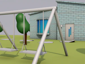 rua da casa low poly Modelo 3D