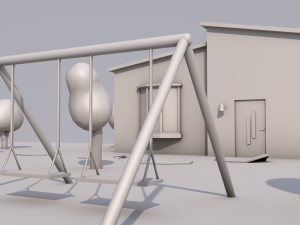 low poly house street Modelo 3D