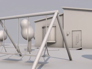 low poly house street 3D Model