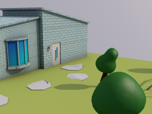 low poly house street Modelo 3D