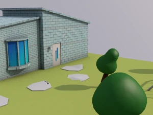 low poly house street 3D Model