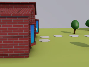 low poly house street 3D Model