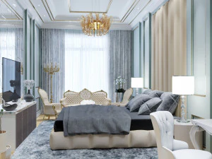 pok&oacute;j z ł&oacute;żkiem Model 3D