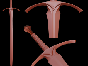 Gandalfs Sword Glamdring From The Hobbit - Low-Poly Low-poly Low-poly Modelo 3D