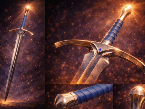 Miecze Gandalfs Miecz Glamdring Hobbit Miecz Low-Poly Model 3D