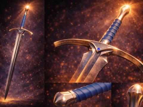 Schwerter Gandalfs Schwert Glamdring Hobbit Schwert Low-Poly 3D Modell