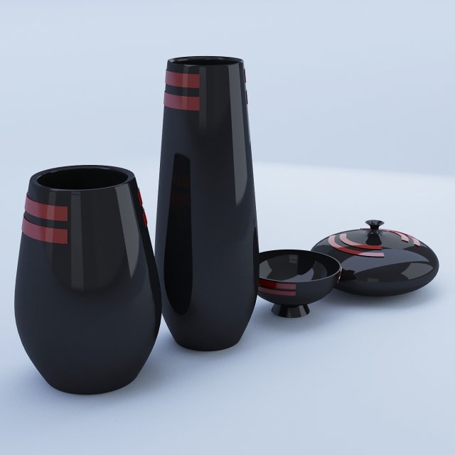 ceramic black decor set 3D-Modell .c4d .max .obj .3ds .fbx .stl .blend 