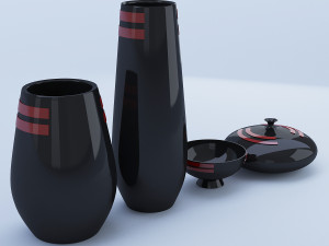 ceramic black decor set Modelo 3D