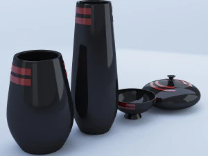 набор декора из керамики черного цвета 3D Модель