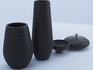 ceramic black decor set 3D-Modell
