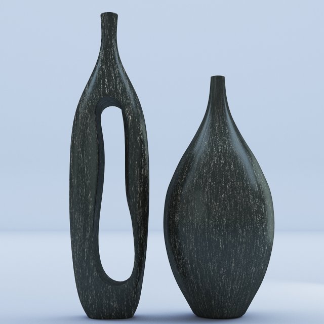 wooden vases 3D Model .c4d .max .obj .3ds .fbx .stl .blend 