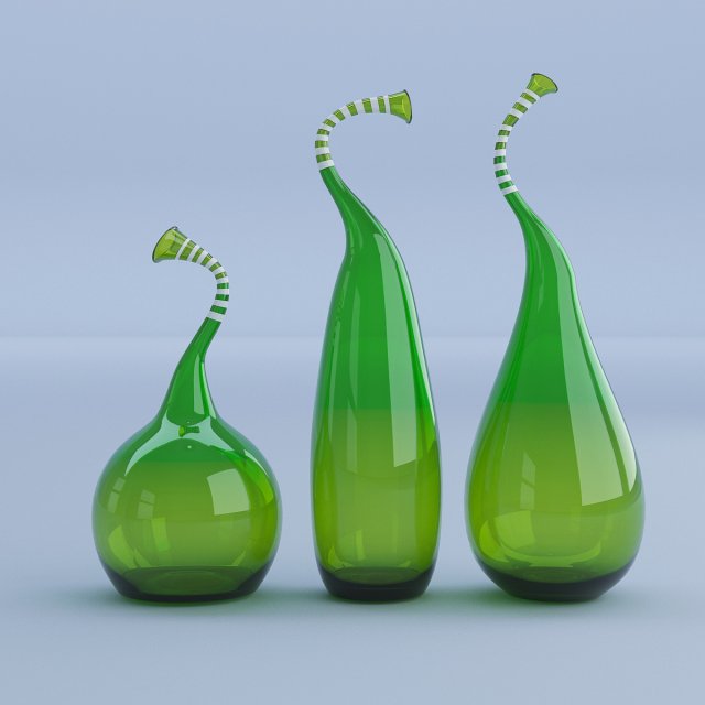 glass green vases 3D Model .c4d .max .obj .3ds .fbx .stl .blend 