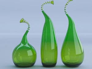 скляні зелені вази 3D Модель