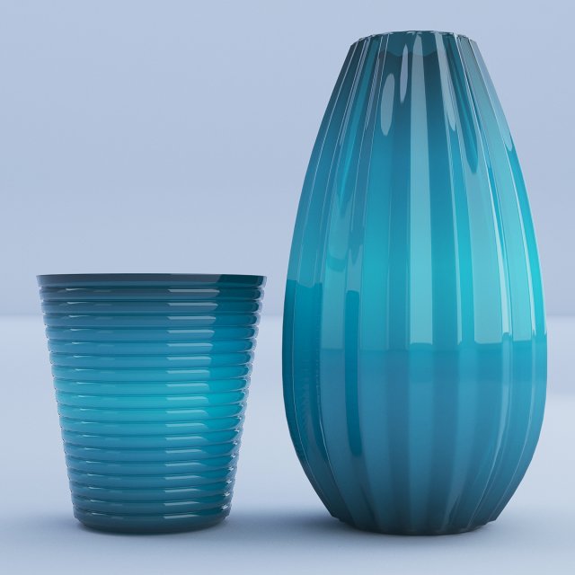 glass turquoise vases 3Dモデル .c4d .max .obj .3ds .fbx .stl .blend 