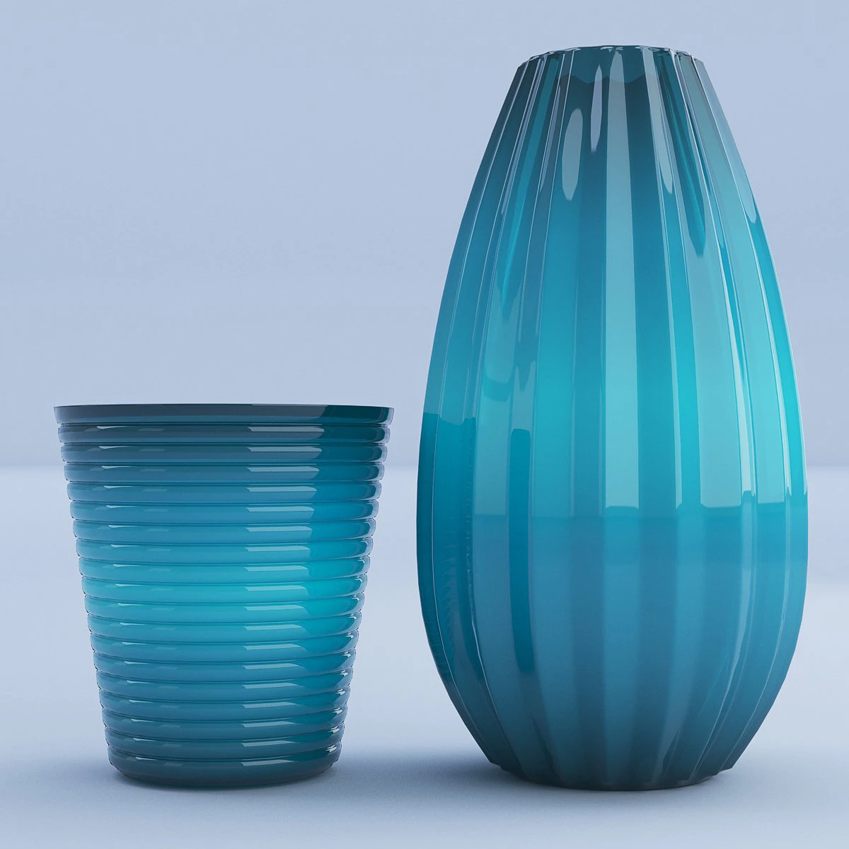 glass turquoise vases 3D Model .c4d .max .obj .3ds .fbx .stl .blend 