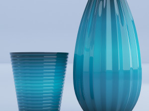 glass turquoise vases 3D Model