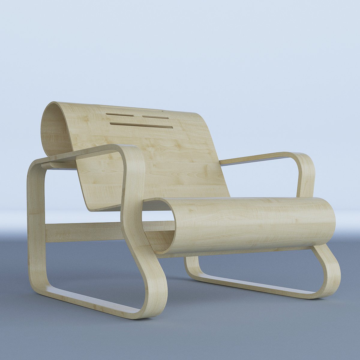 bent plywood armchair 3D Model in Chair 3DExport