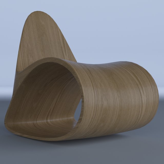 plywood curved chair 3D Model .c4d .max .obj .3ds .fbx .stl .blend
