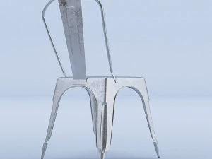 raw metal side chair 3D Model