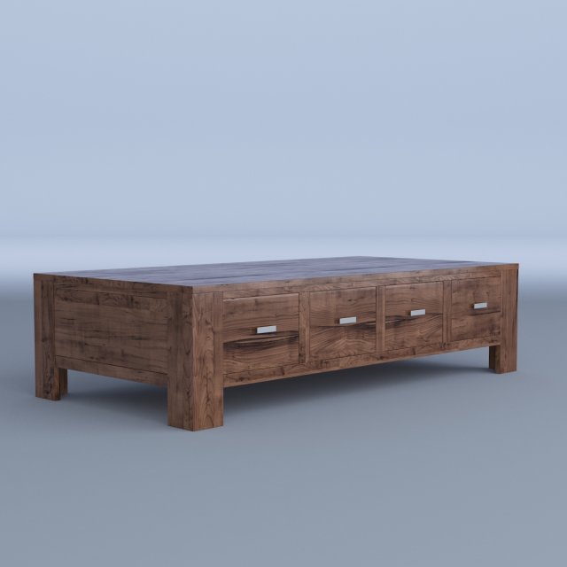wooden coffee table 3D Model .c4d .max .obj .3ds .fbx .stl .blend 