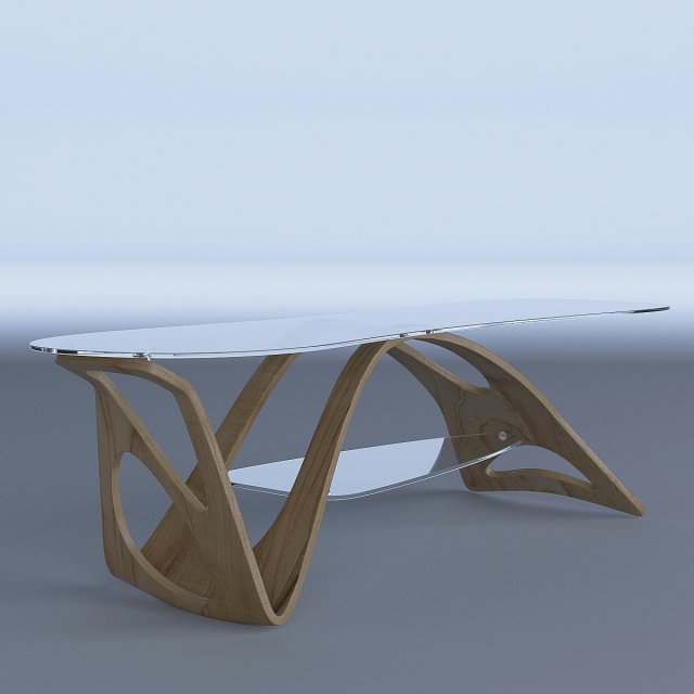 glass and wood coffee table 3D 모델 .c4d .max .obj .3ds .fbx .stl .blend 