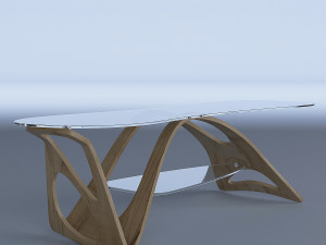 glass and wood coffee table 3Dモデル