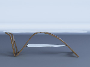 glass and wood coffee table 3D 모델
