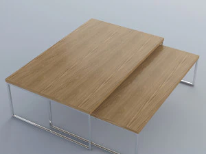 table double en bois Modèle 3D