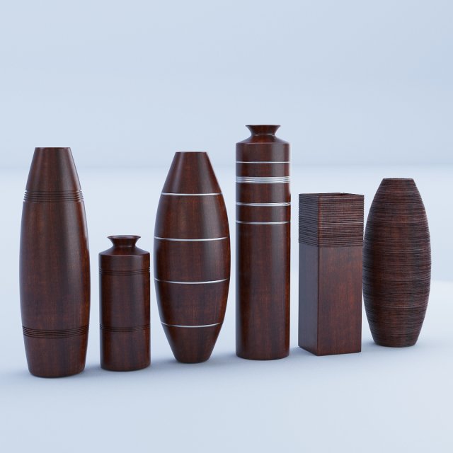 wooden vases set Modèle 3D .c4d .max .obj .3ds .fbx .stl .blend 