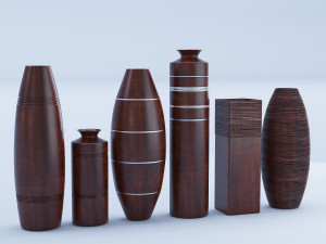 wooden vases set 3D Модель