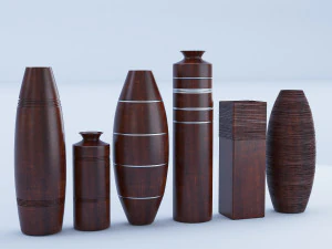 набір дерев'яних ваз 3D Модель