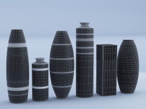 wooden vases set Modèle 3D