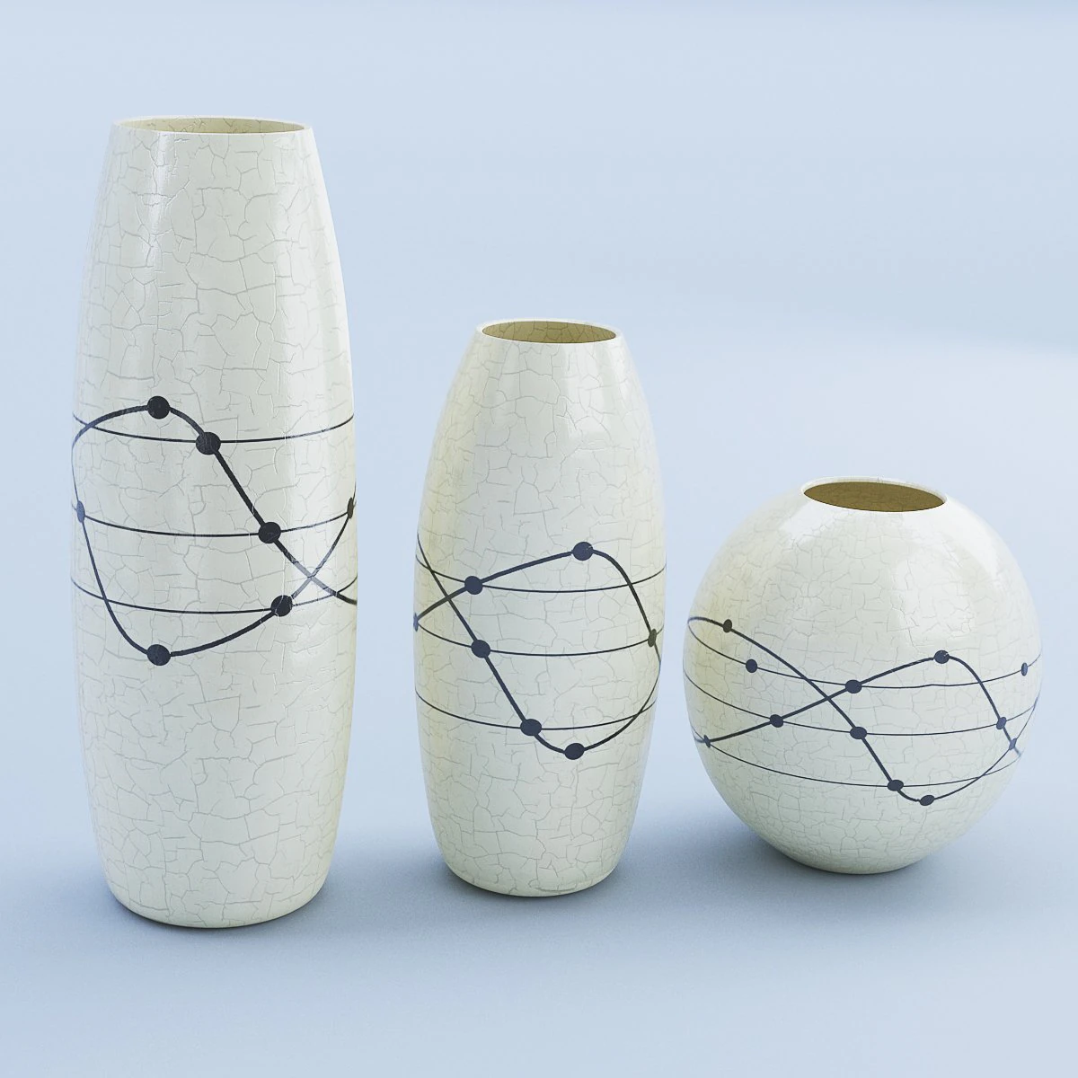 ceramic white vase set 3D Model .c4d .max .obj .3ds .fbx .stl .blend 