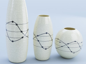 ceramic white vase set 3D Model