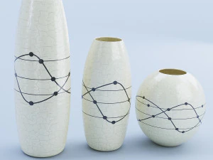 Zestaw ceramicznych białych wazonów Model 3D