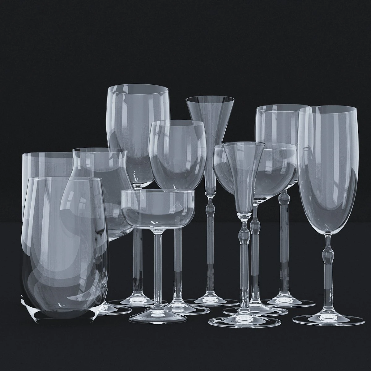 glass set 1 3D Model .c4d .max .obj .3ds .fbx .stl .blend 