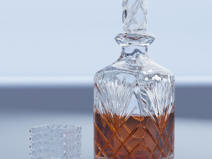 crystal decanter and glass Model 3D