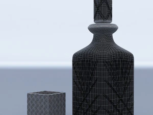 crystal decanter and glass 3D Model