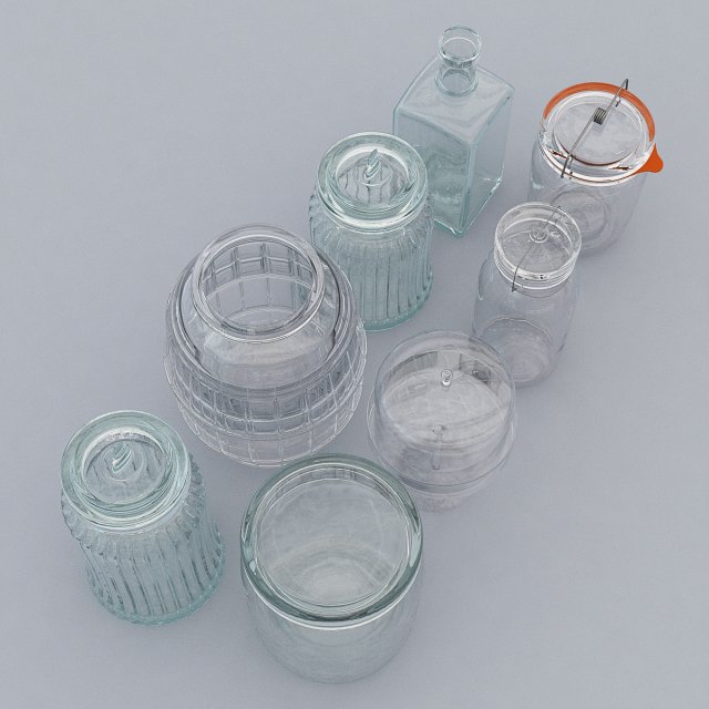 glassware set 3D 模型 .c4d .max .obj .3ds .fbx .stl .blend 