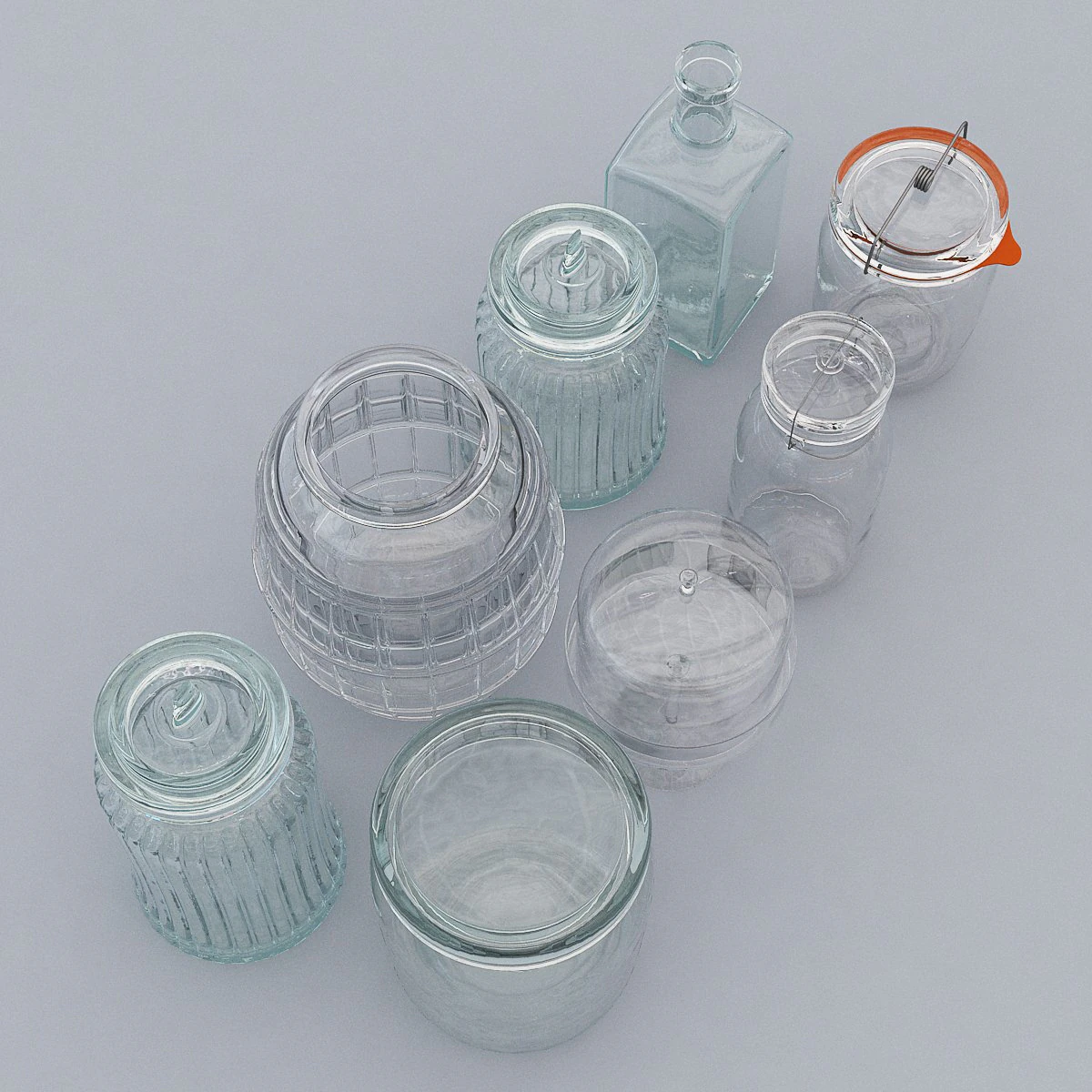 glassware set 3D Model .c4d .max .obj .3ds .fbx .stl .blend
