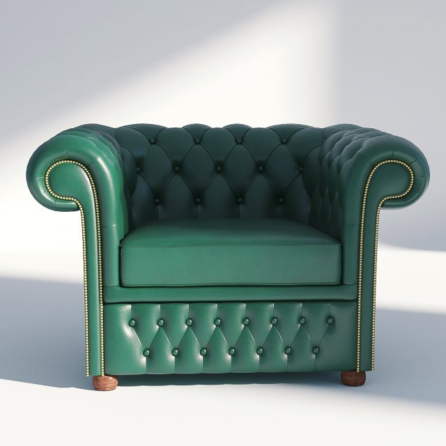 chesterfield armchair 3D Model .c4d .max .obj .3ds .fbx .stl .blend 