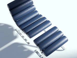 poltrona de couro com pufe Modelo 3D