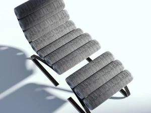 leather armchair with ottoman 3D Model