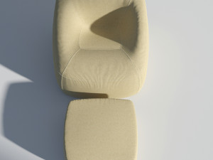 fabric armchair with ottoman Model 3D