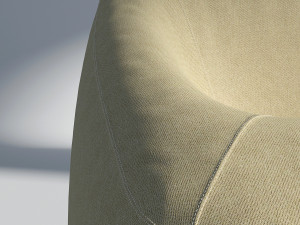 fabric armchair with ottoman Model 3D