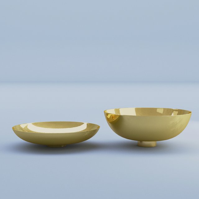 gold bowls metal 3D Модель .c4d .max .obj .3ds .fbx .stl .blend 