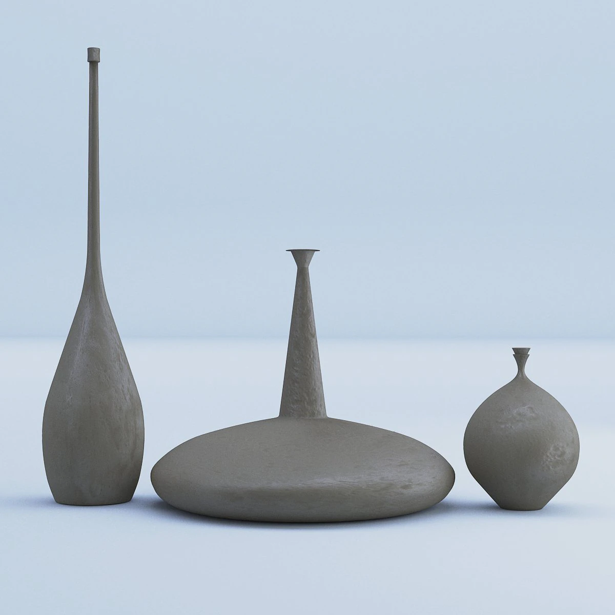cement vases decor set 3D Model .c4d .max .obj .3ds .fbx .stl .blend 