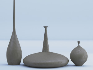 cement vases decor set 3D Model