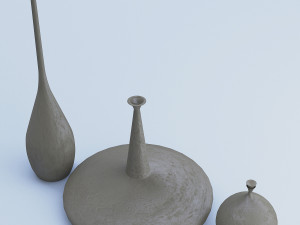 cement vases decor set 3Dモデル